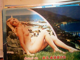 PIN UP  RAGAZZA  NUDO DONNA BIONDA SALUTI DA ALASSIO   VB1980  JR4806 - Pin-Ups