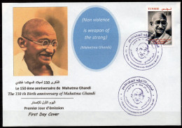 (Tunisia 2018) FDC-150th Anniversary Of Mahatma Gandhi  // Env.1er Jour -50ème Anniversaire Du Mahatma Gandhi. - Mahatma Gandhi