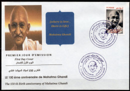 (Tunisia 2018) FDC-150th Anniversary Of Mahatma Gandhi  // Env.1er Jour -50ème Anniversaire Du Mahatma Gandhi. - Mahatma Gandhi