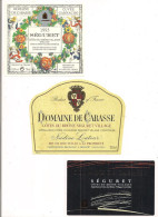 Etiquettes COTES Du RHONE 1993 Domaine De Cabasse - Séguret Cuvée Garnacho, Nadine Latour - - Côtes Du Rhône