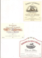 Etiquettes COTES Du RHONE 1998 Domaine La Garrigue, Domaine Des Grandes Terres Et Du Roucasblanc - - Côtes Du Rhône