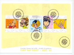 Belgique FDS First Day Sheet 2021-03 4986-4990 Bande Dessinée Comic Strip Yoko Tsuno Tintin Kuifje 2021 - 2021-…