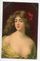 ILLUSTRATEUR A ASTI Série 1292 K .F Edit Kunzli Paris  Jeune Femme Chevelure Rousse Fleur Rouge  écrite 1910 D02 2023 - Asti