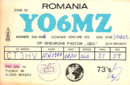 QSL Card - BRASOV, ROMANIA 1988  ( 2 Scans ) - Radio Amateur