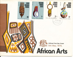 Kenya, Uganda & Tanzania FDC 5-5-1975 African Arts Complete Set Of 4 With Cachet - Kenya, Oeganda & Tanzania