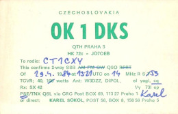 QSL Card - CZECHOSLOVAKIA, PRAHA 1984  ( 2 Scans ) - Radio Amateur