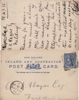 NEW ZEALAND 1896 POSTCARD SENT TO FIELDING - Briefe U. Dokumente