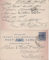 NEW ZEALAND 1896 POSTCARD SENT FROM WELLINGTON TO FIELDING - Lettres & Documents