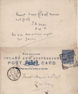 NEW ZEALAND 1896 POSTCARD SENT FROM PALMERSTON TO FIELDING - Brieven En Documenten