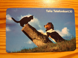 Phonecard Sweden - Cat, Dog - Zweden