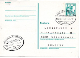 61295 - Bund - 1979 - 50Pfg B&S GAKte BahnpostStpl MUENCHEN-STUTTGART -> Belgien - Covers & Documents