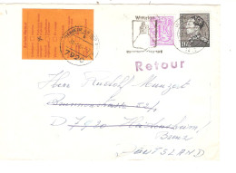 L.de Waterloo Vers Allemagne Le 28/5/1984 TP Poortman 11 Fr Deuil+1fr Labels "Retour" -Parti Sans Laisser D'adresse - Storia Postale