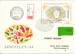 Hungary Registered FDC 10-3-1988 Souvenir Sheet - SOCFILEX '88 Sent To Sweden - FDC