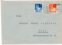 61306 - Bizone - 1948 - 15Pfg Bauten MiF A Bf LUEBECK -> Kiel - Cartas & Documentos