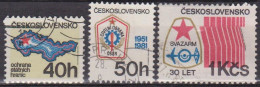 Défense, Armées - TCHECOSLOVAQUIE -  Frontières, Civile - N° 2448-2449-2450 - 1981 - Gebruikt