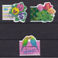 NIPPON JAPPON JAPAN  FLEURS FLOWERS PEROQUETS OISEAUX - Usados