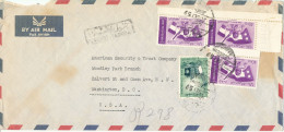 Iraq Registered Air Mail Cover Sent To USA 30-9-1957 (brown Hinged Marks On The Backside Of The Cover) - Iraq