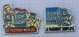 PAT14950 EDF GDF LE PAIEMENT MENSUEL LE PAIEMENT SIMPLIFIE Lot De 2 Pin's - EDF GDF