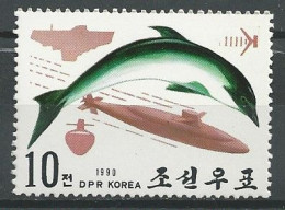 Korea, North 1990 (MNH) (Mi 3107) - Dolphin, Nuclear Submarine - Dolphins