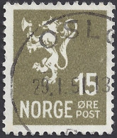 NORVEGIA 1937-8 - Unificato 175 A° - Leone | - Gebraucht