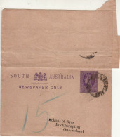 SOUTH AUSTRALIA 1884 WRAPPER SENT TO ROCKHAMPTON - Cartas & Documentos