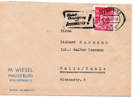 61334 - DDR - 1955 - 20Pfg Radfernfahrt EF A Bf MAGDEBURG - FORDERT VERNICHTUNG DER ATOMWAFFEN! -> Halle - Atoom