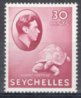 Seychelles 1938 George VI 30 Cent Definitive - Aldabra Giant Tortoise Single Stamp In Lightly Mounted Mint - Seychelles (...-1976)