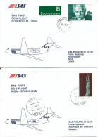 Sweden - Latvia SAS First DC-9 Flight Stockholm - Riga 31-3-1992 And Return 2 Covers - Lettres & Documents