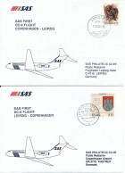 Denmark - Germany SAS First DC-9 Flight Copenhagen - Leipzig 11-1-1993 And Return 2 Covers - Storia Postale