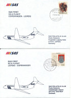 Denmark - Germany SAS First DC-9 Flight Copenhagen - Leipzig 11-1-1993 And Return 2 Covers - Lettres & Documents