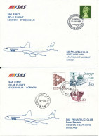 Sweden - Great Britain SAS First DC-8 Flight Stockholm - London 20-3-1985 And Return 2 Covers - Briefe U. Dokumente