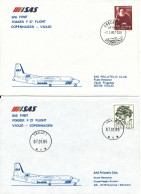 Denmark - Sweden SAS First Fokker F27 Flight Copenhagen - Växjö 7-1-1985 And Return 2 Covers - Lettres & Documents