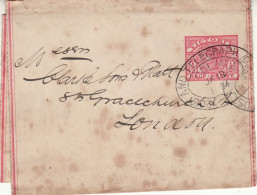 VICTORIA 1894  WRAPPER SENT TO LONDON - Brieven En Documenten