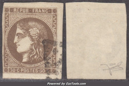 30c Bordeaux TB Et Signé (Y&T N°47, Cote 280€) - 1870 Emission De Bordeaux