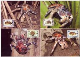 British Indian Ocean Territory 1993 WWF W.W.F. Maximum Cards Coconut Crab Set X4 Fauna, India - Maximumkaarten