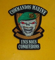 TISSU PATCH : COMMANDOS MARINE , UNIS NOUS CONQUERONS , DIAMETRE 9 CM , BON ETAT VOIR PHOTO . POUR TOUT RENSEIGNEMENT ME - Ecussons Tissu