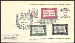 1955 First Day Cover UNO Block - Miniature Sheet No. 1 - Storia Postale