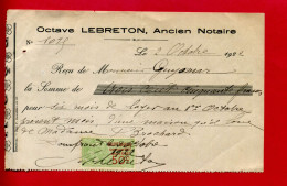 1922 - Timbre De Quittance Type "Médaillon De Tasset" 50c "Quittances Au Dessus De 100f Jusqu'à 1000f " - Tp N° 23 - Covers & Documents