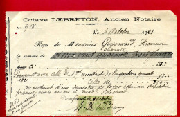 1921 - Timbre De Quittance Type "Médaillon De Tasset" 50c "Quittances Reçu Et Décharges" - Tp N° 13 - Lettres & Documents