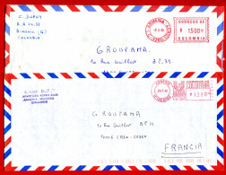 1996/99 - Colombie - 2 Lettres Pour La France - Oblitération Par Machine à Affranchir - Colombia