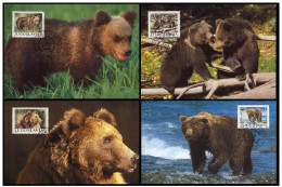 Jugoslavija Yugoslavia 1988 WWF W. W. F. Set 4x Maximum Cards Fauna Bears Brown Bear - Maximum Cards