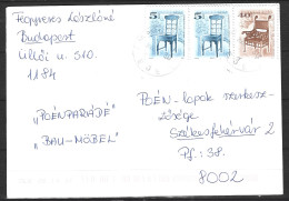 HONGRIE. N°3750 De 2000 & N°3769 De 2001 Sur Enveloppe Ayant Circulé. Chaise & Fauteuil. - Lettres & Documents
