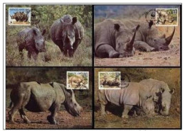 Swaziland 1987 WWF W.W.F. Maximum Cards White Rhinoceros MC Set X4 Fauna - Maximum Cards