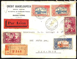 1937 Attractive Registered Four-color Airmail From Guadalupe To New York - Poste Aérienne