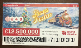 116 G, 1 X Lottery Ticket, Portugal, « Natal », « Christmas », « Comboios », « Trains », 2023 - Billetes De Lotería