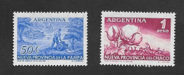 EL)1956 ARGENTINA, NEW PROVINCE OF PAMPA 50C & DEL CHACO 1P, MNH - Oblitérés