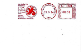 ITALIA - 1994 S.GIORGIO DI MANTOVA 13° Congresso Aicam (drago) - Ema Affrancatura Mecc.rossa Red Meter - SPECIMEN - 1328 - Christianisme