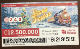 116 G, 1 X Lottery Ticket, Portugal, « Natal », « Christmas », « Comboios », « Trains », 2023 - Billetes De Lotería