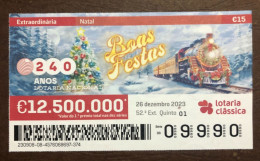 116 G, 1 X Lottery Ticket, Portugal, « Natal », « Christmas », « Comboios », « Trains », « Capicua », 2023 - Billetes De Lotería