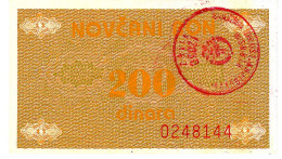 BOSNIA HERZEGOVINA P48 200 DINARA 1992      AU+/ UNC. - Bosnie-Herzegovine